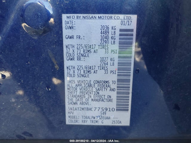 Nissan ROGUE S 2017 5N1AT2MT8HC775910 Image 9