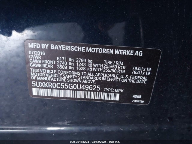 BMW X5 Xdrive35i 2016 5UXKR0C55G0U49625 Image 9