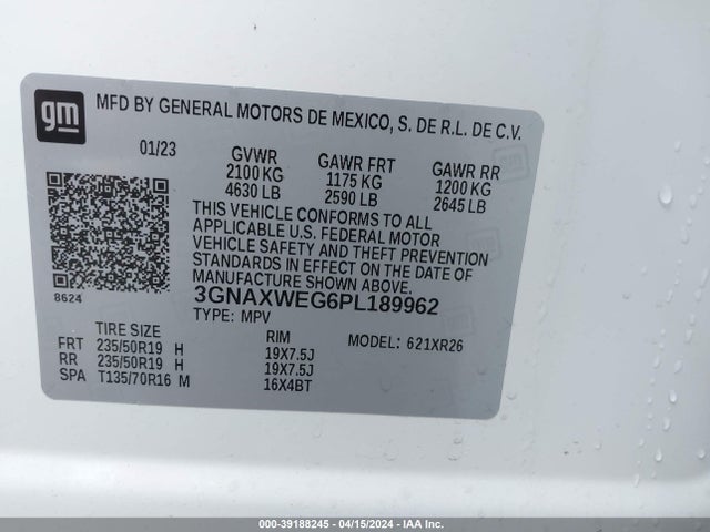 Chevrolet Equinox Awd Rs 2023 3GNAXWEG6PL189962 Image 9