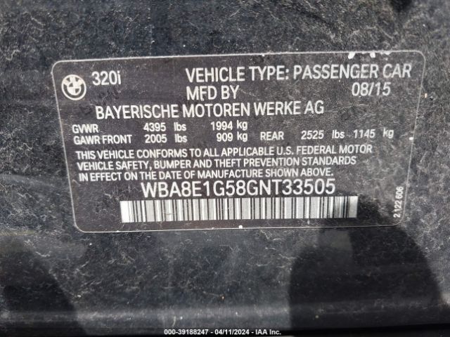 WBA8E1G58GNT33505 BMW 320i
