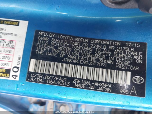 JTNKARJE9GJ517091 Scion IM