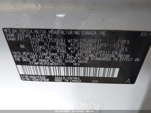 Toyota Rav4 Xle 2014 2T3WFREV5EW094574 Image 9