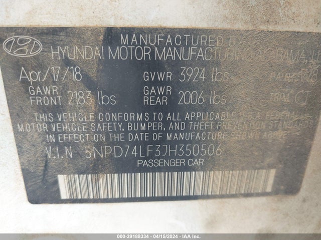Hyundai ELANTRA SE 2018 5NPD74LF3JH350506 Image 9