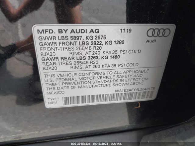 WA1E2AFY4L2043178 Audi Q5 Premium Plus 55 Tfsi E Quattro S Tronic