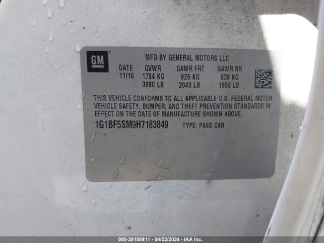 1G1BF5SM9H7183849 Chevrolet Cruze Premier Auto
