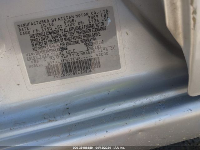 3N1CN7AP8KL822069 Nissan Versa 1.6 S