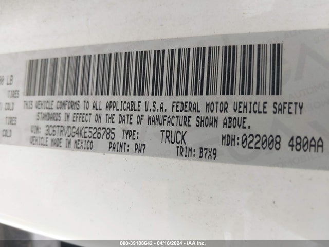 3C6TRVDG4KE526785 RAM Promaster 2500 High Roof 159 Wb