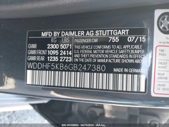 WDDHF5KB6GB247380 Mercedes-Benz E 350