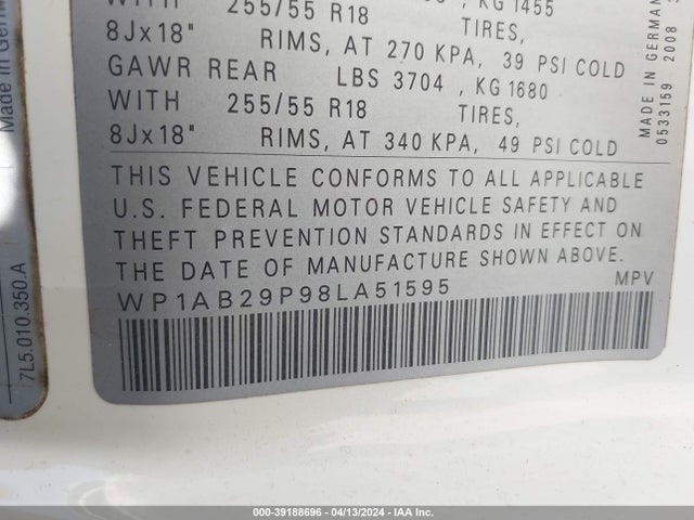2008 PORSCHE CAYENNE WP1AB29P98LA51595 Photo 8