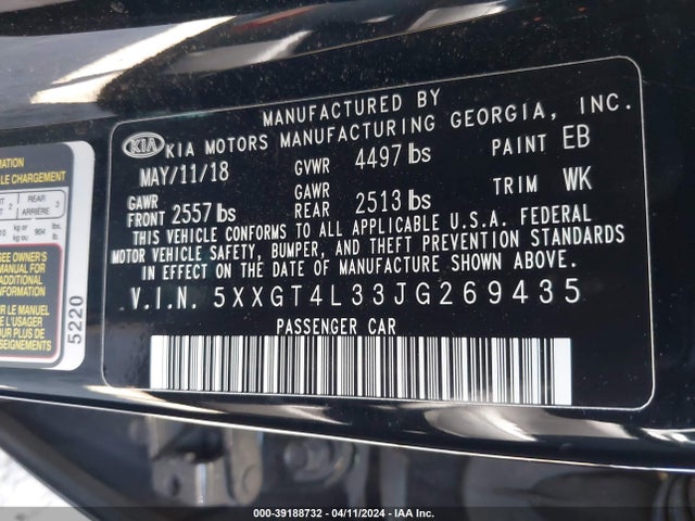 KIA Optima Lx 2018 5XXGT4L33JG269435 Image 9