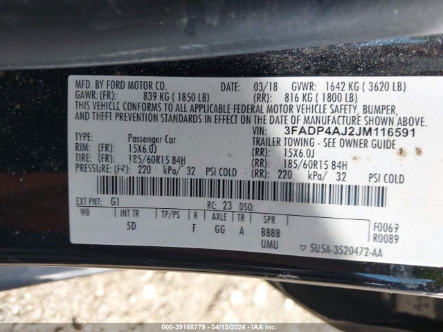 Ford FIESTA S 2018 3FADP4AJ2JM116591 Image 9