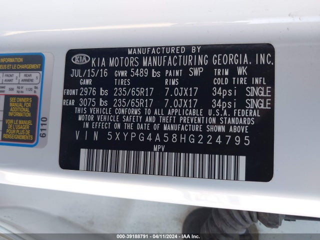 KIA Sorento 2017 5XYPG4A58HG224795 Image 25