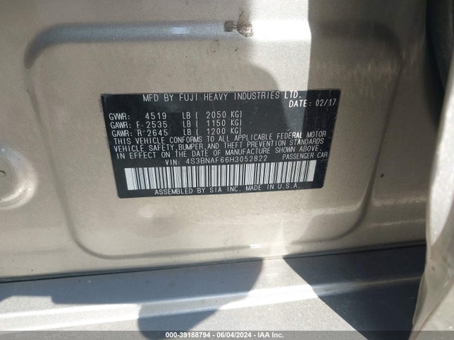 Subaru Legacy 2.5i Premium 2017 4S3BNAF66H3052822 Image 9