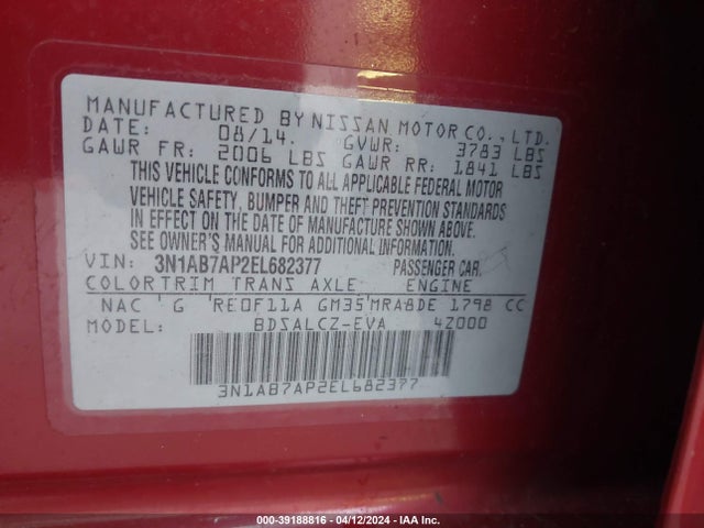 Nissan SENTRA S 2014 3N1AB7AP2EL682377 Image 9