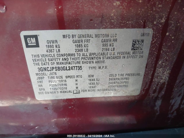 Chevrolet Trax Lt 2016 3GNCJPSB0GL247735 Image 9