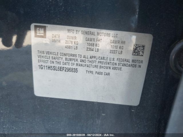 1G11H5SL6EF296835 Chevrolet Malibu 1lz