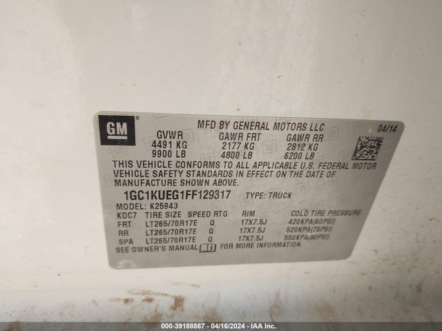 Chevrolet Silverado 2500hd Wt 2015 1GC1KUEG1FF129317 Image 9