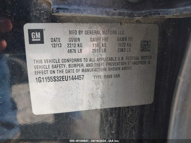 Chevrolet IMPALA 2LZ 2014 1G1155S32EU144457 Image 9