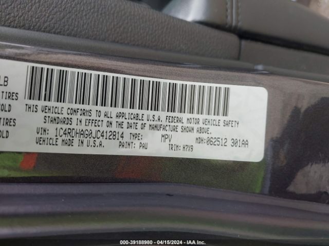 1C4RDHAG0JC412814 Dodge Durango Sxt Rwd