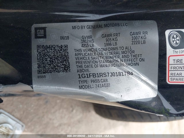 Chevrolet Camaro 1lt 2018 1G1FB1RS7J0181784 Image 9