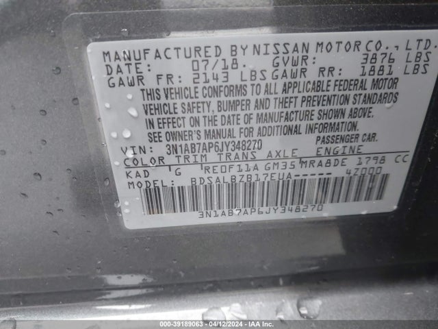 Nissan SENTRA S 2018 3N1AB7AP6JY348270 Image 9
