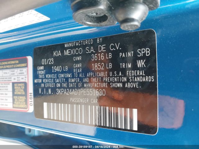 3KPA24AD1PE551630 KIA RIO S