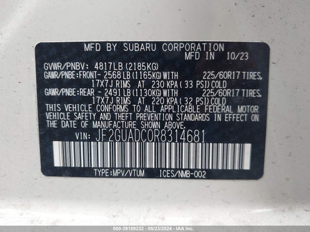 Subaru Crosstrek Premium 2024 JF2GUADC0R8314681 Image 9