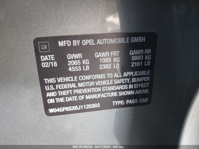 W04GP6SX6J1120303 Buick Regal Sportback Essence