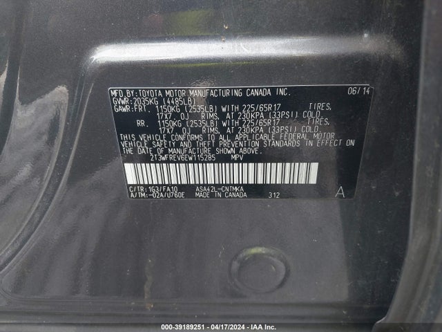Toyota Rav4 Xle 2014 2T3WFREV6EW115285 Image 9