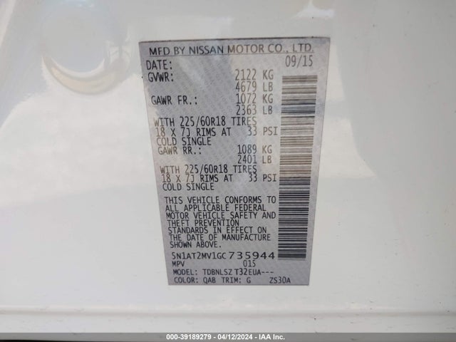Nissan Rogue Sl 2016 5N1AT2MV1GC735944 Image 9