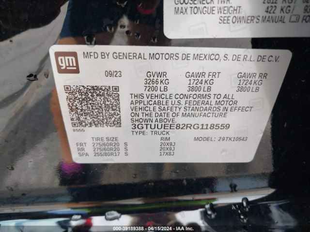3GTUUEE82RG118559 GMC Sierra 1500 4wd  Short Box At4