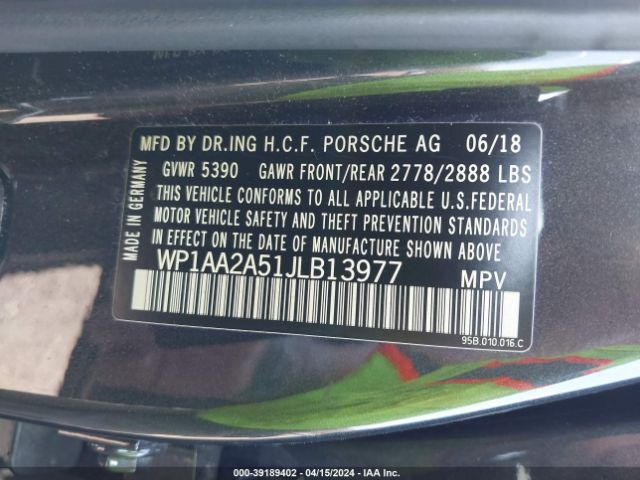 WP1AA2A51JLB13977 Porsche Macan Sport Edition