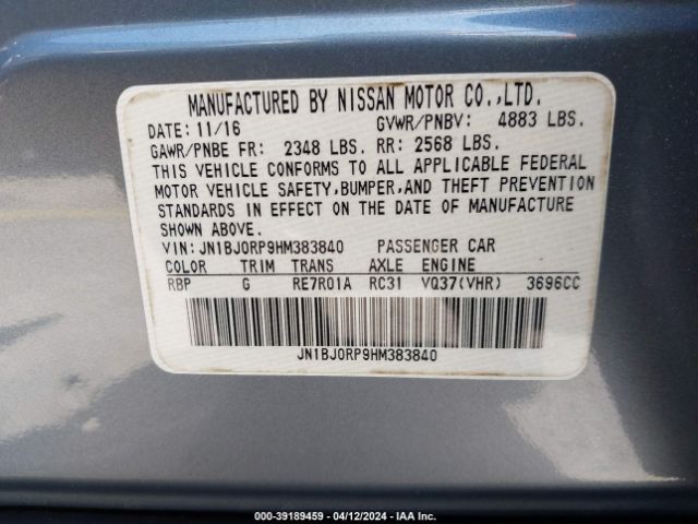 JN1BJ0RP9HM383840 Infiniti QX50