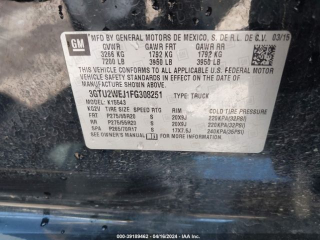 3GTU2WEJ1FG308251 GMC Sierra 1500 Denali