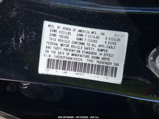 1HGCR2F58HA142234 Honda Accord Sport