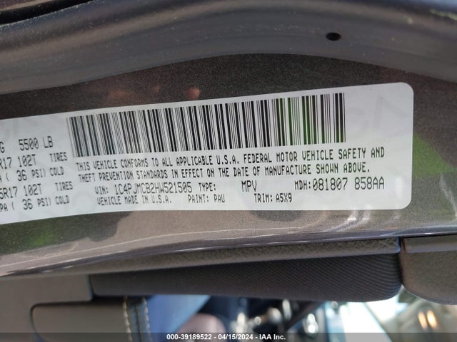 1C4PJMCB2HW521505 Jeep Cherokee Latitude 4x4