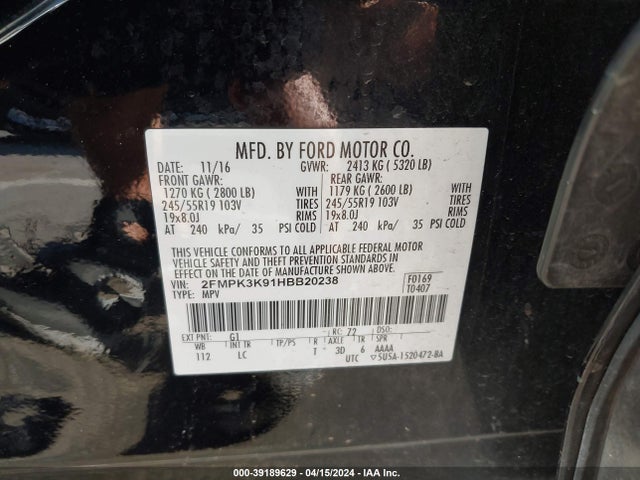 Ford Edge Titanium 2017 2FMPK3K91HBB20238 Image 9