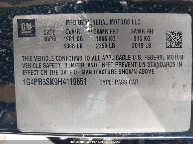 1G4PR5SK9H4119651 Buick Verano Sport Touring