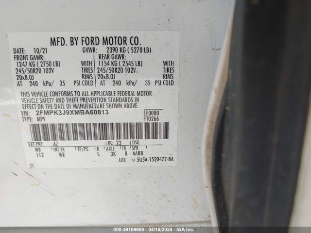 Ford Edge St-line 2021 2FMPK3J9XMBA60813 Image 9