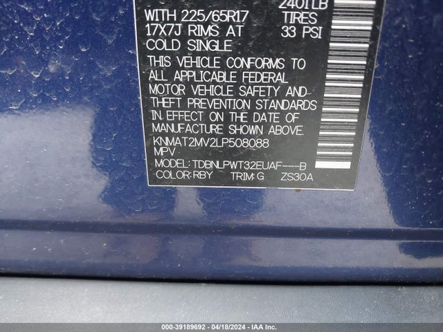 Nissan Rogue S Intelligent Awd 2020 KNMAT2MV2LP508088 Image 9