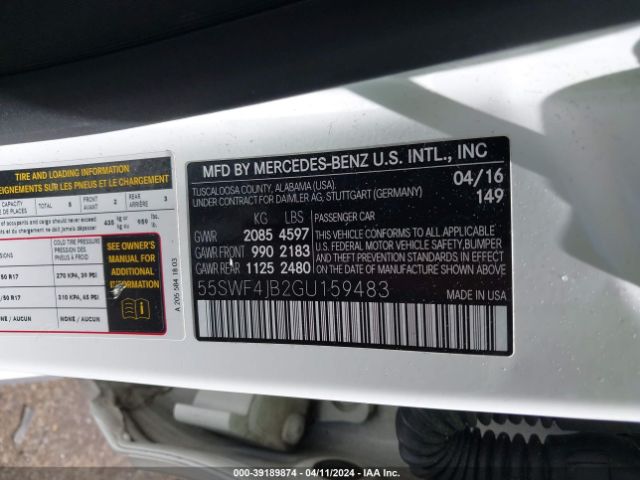 55SWF4JB2GU159483 Mercedes-Benz C 300 Luxury/sport