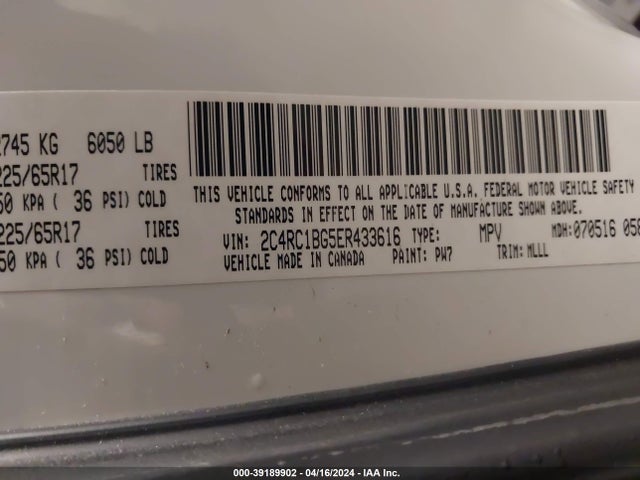 2C4RC1BG5ER433616 Chrysler Town & Country Touring