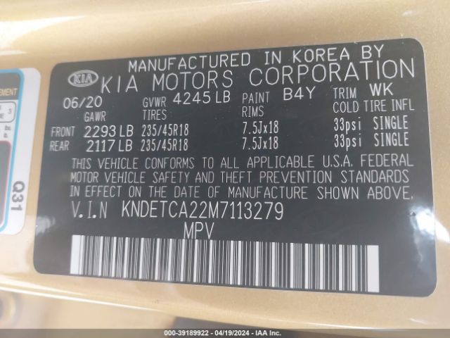 KNDETCA22M7113279 KIA Seltos Sx Turbo