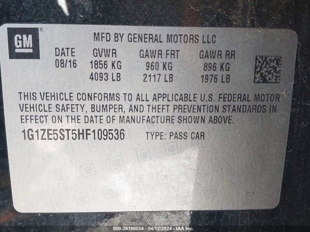 Chevrolet MALIBU 1LT 2017 1G1ZE5ST5HF109536 Image 9