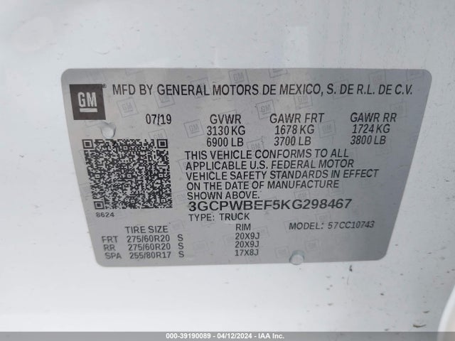 Chevrolet Silverado 1500 Custom 2019 3GCPWBEF5KG298467 Image 9