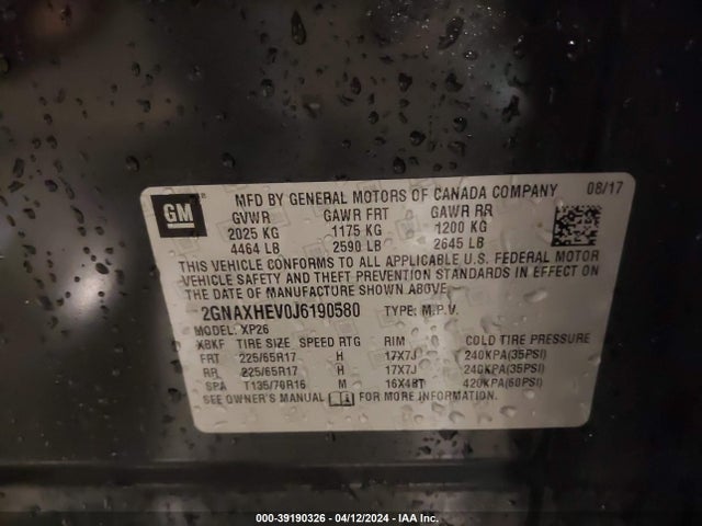 Chevrolet EQUINOX LS 2018 2GNAXHEV0J6190580 Image 9