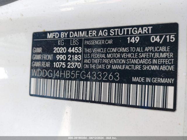 WDDGJ4HB5FG433263 Mercedes-Benz C 250