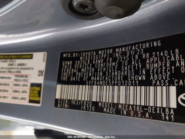 5YFB4MDE5PP012011 Toyota COROLLA LE