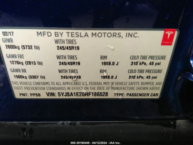 5YJSA1E20HF186528 Tesla Model S 100d/60d/75d/90d/p100d