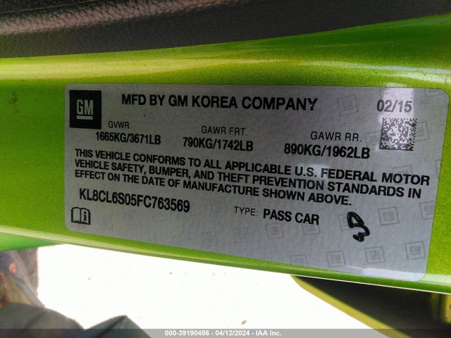 Chevrolet Spark Ev 2lt 2015 KL8CL6S05FC763569 Image 9